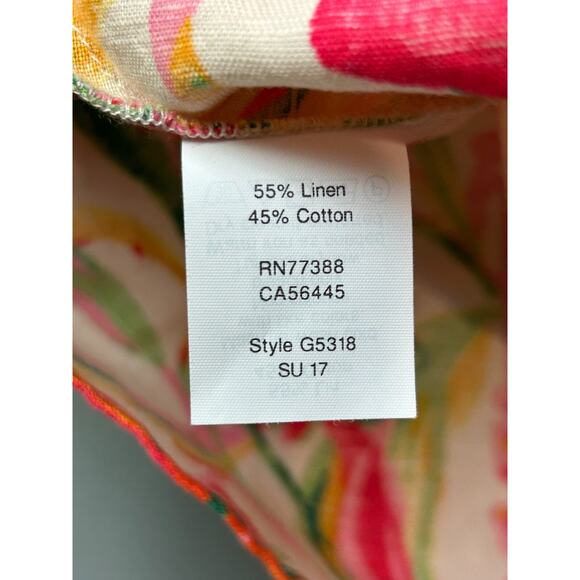 J Crew Linen Floral Sleeveless Tank‎ Top Womens 2 Tropical Side Zip Preppy - Picture 5 of 8